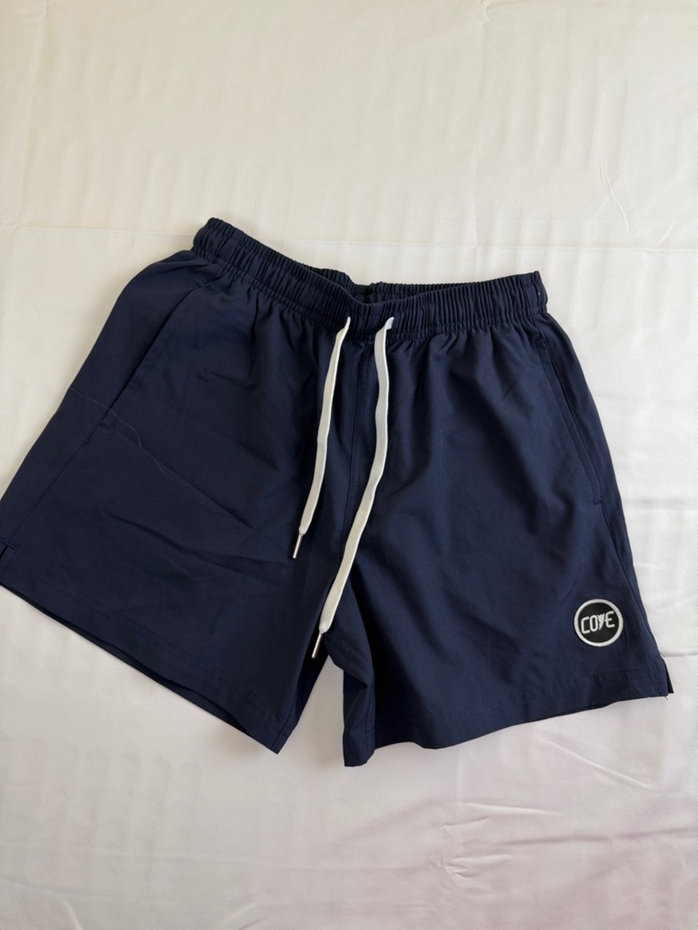 Cove Navy Athletic Shorts with White Drawstring